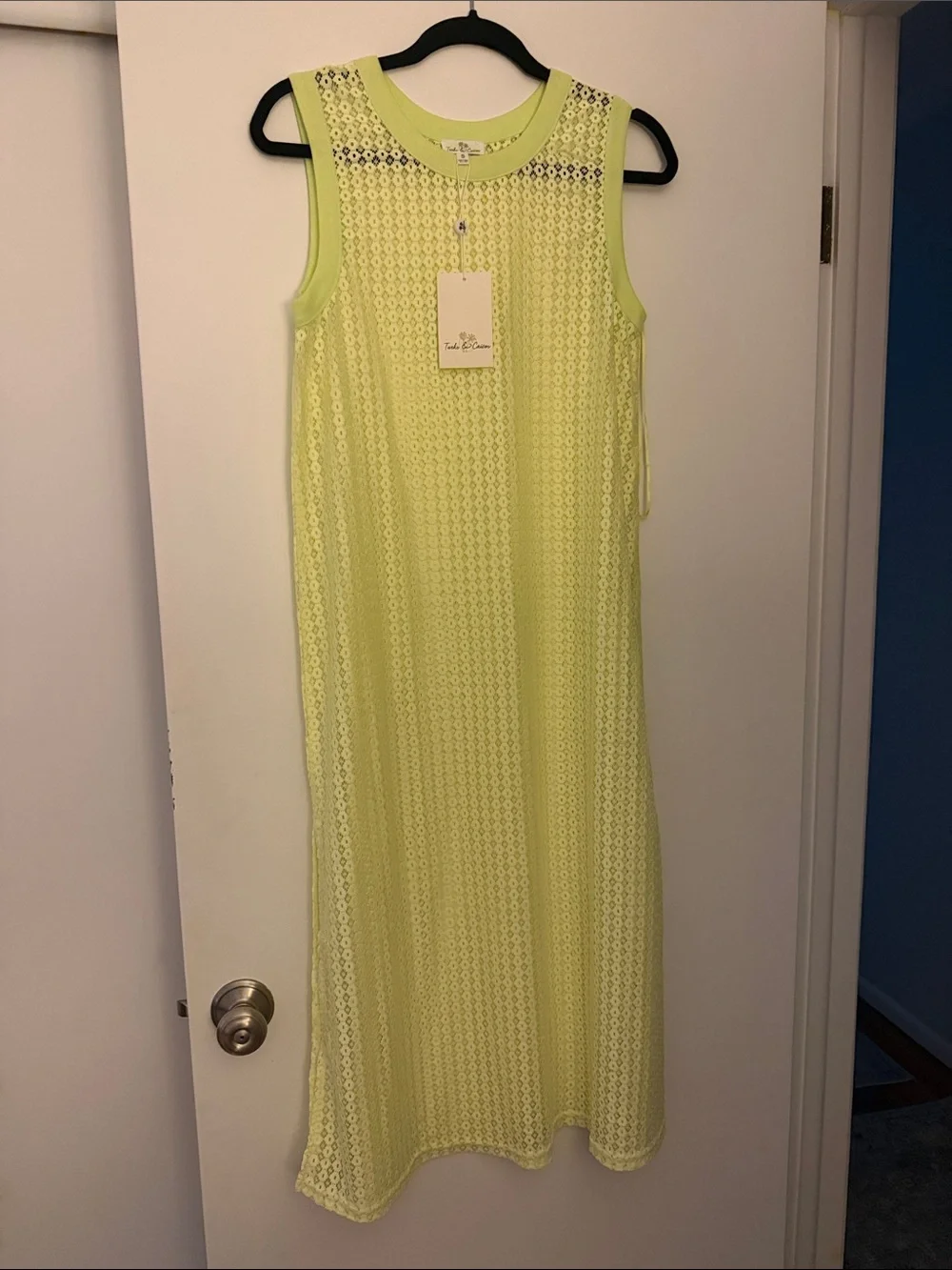 Sleeveless Neon Yellow Lace Swim Coverup Maxi - Unknown Brand